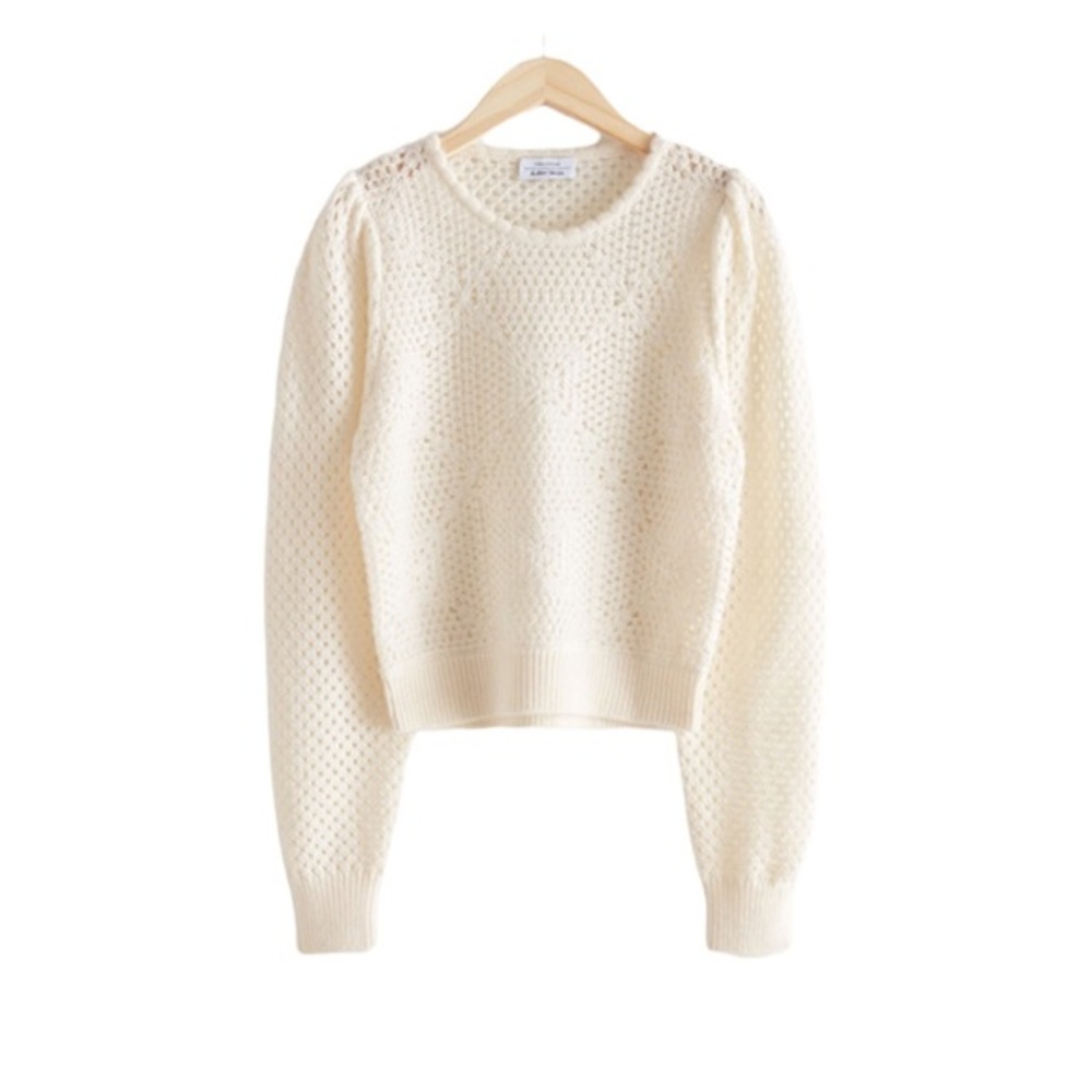 & Other Stories Ivory Crochet Knit Wool Sweater Size XS